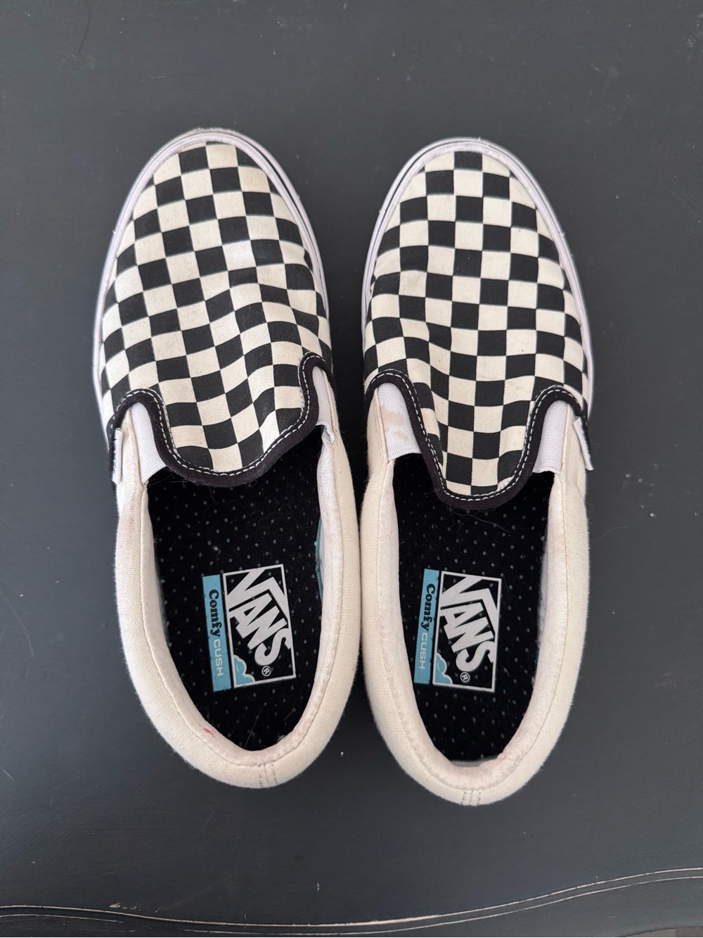 Vans Classic Slip-On Comfy Cush Checkerboard Sneakers - Black/White